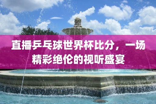 直播乒乓球世界杯比分，一场精彩绝伦的视听盛宴