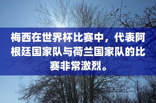 梅西在世界杯比赛中，代表阿根廷国家队与荷兰国家队的比赛非常激烈。