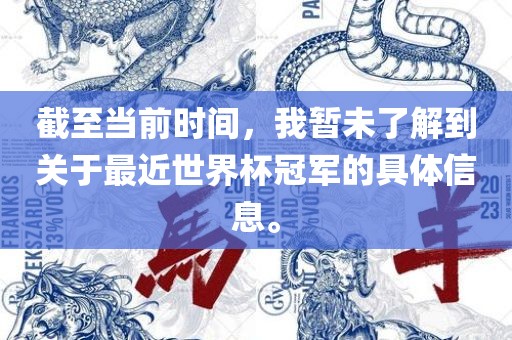 截至当前时间，我暂未了解到关于最近世界杯冠军的具体信息。