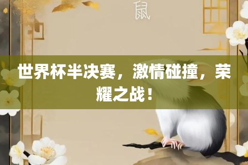 世界杯半决赛，激情碰撞，荣耀之战！