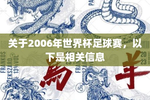 关于2006年世界杯足球赛，以下是相关信息