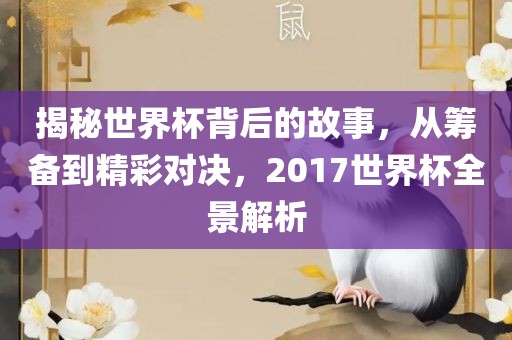 揭秘世界杯背后的故事，从筹备到精彩对决，2017世界杯全景解析