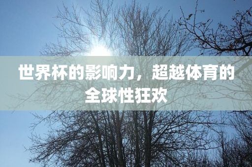 世界杯的影响力，超越体育的全球性狂欢