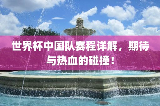 世界杯中国队赛程详解，期待与热血的碰撞！