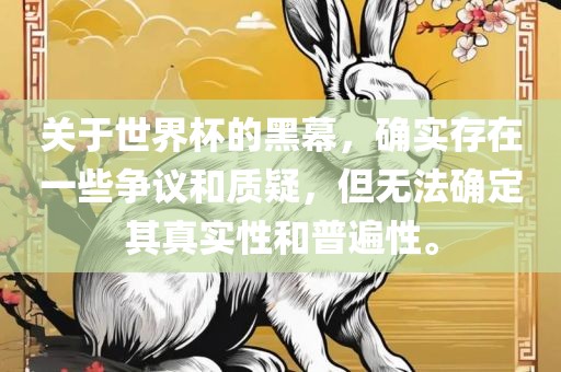 关于世界杯的黑幕，确实存在一些争议和质疑，但无法确定其真实性和普遍性。漯河市盈旭机械设备有限公司