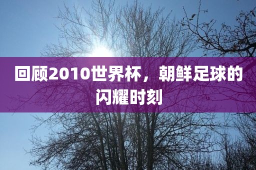 回顾2010世界杯，朝鲜足球的闪耀时刻