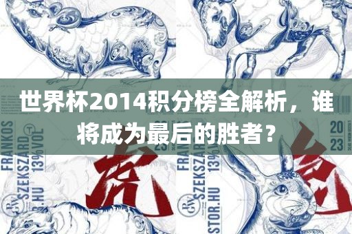 世界杯2014积分榜全解析，谁将成为最后的胜者？