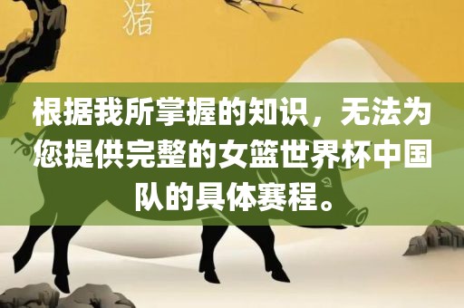 根据我所掌握的知识，无法为您提供完整的女篮世界杯中国队的具体赛程。