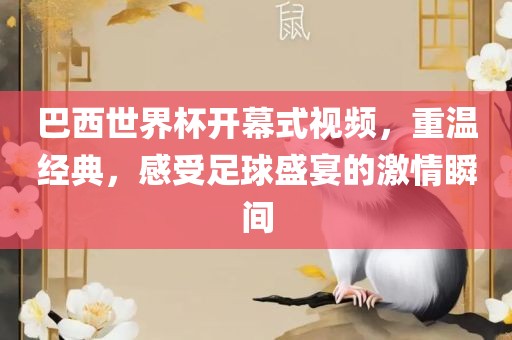 巴西世界杯开幕式视频，重温经典，感受足球盛宴的激情瞬间