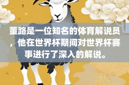 董路是一位知名的体育解说员，他在世界杯期间对世界杯赛事进行了深入的解说。
