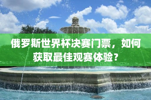 俄罗斯世界杯决赛门票，如何获取最佳观赛体验？