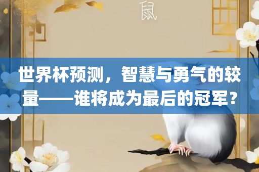 世界杯预测，智慧与勇气的较量——谁将成为最后的冠军？